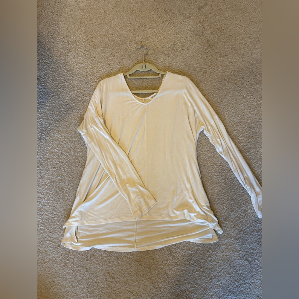 Impressions Boutique Soft Lightweight Long Sleeve Tunic Top - Cream - Medium